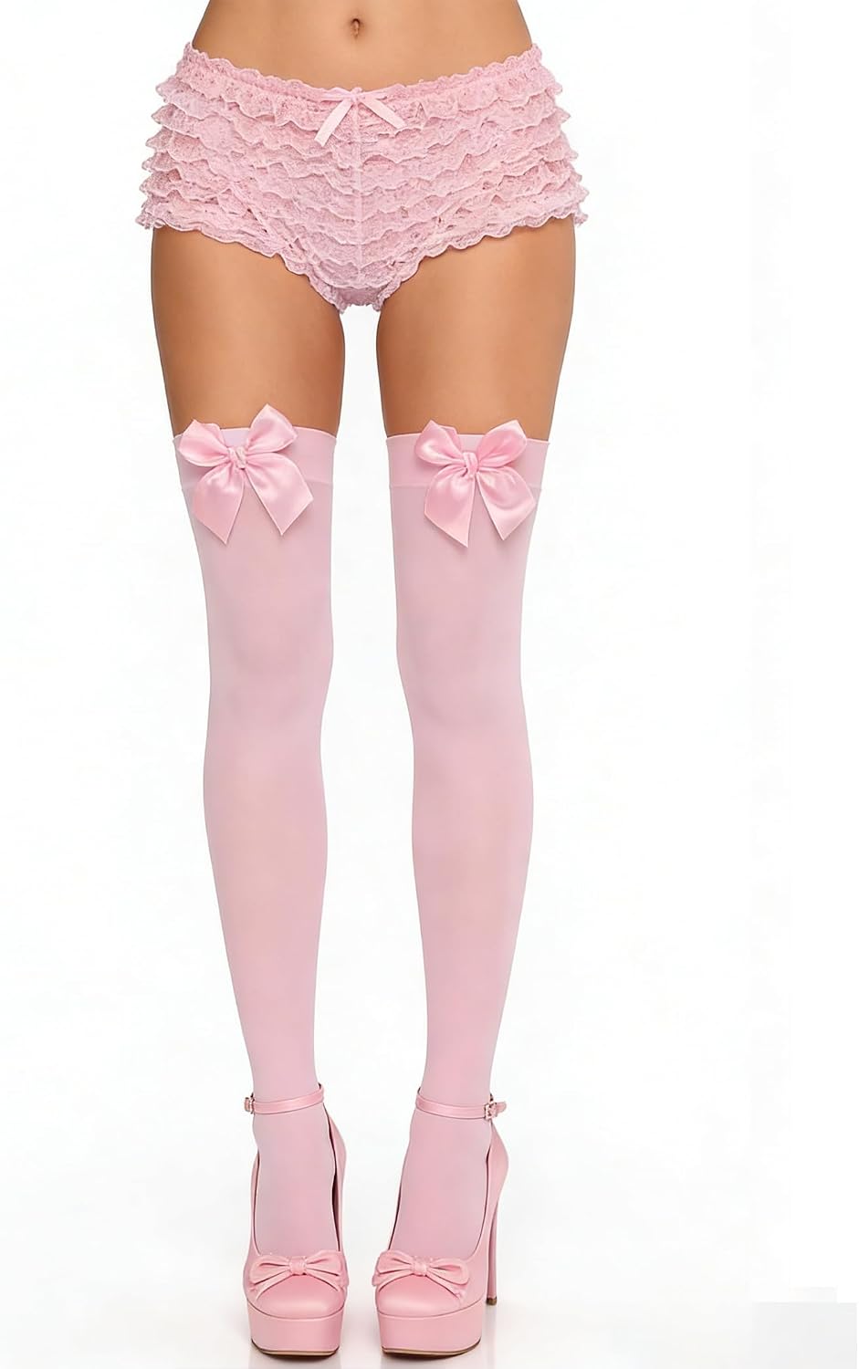 Sexy Opaque Thigh-Highs/Long Stockings with Satin Bow Detail