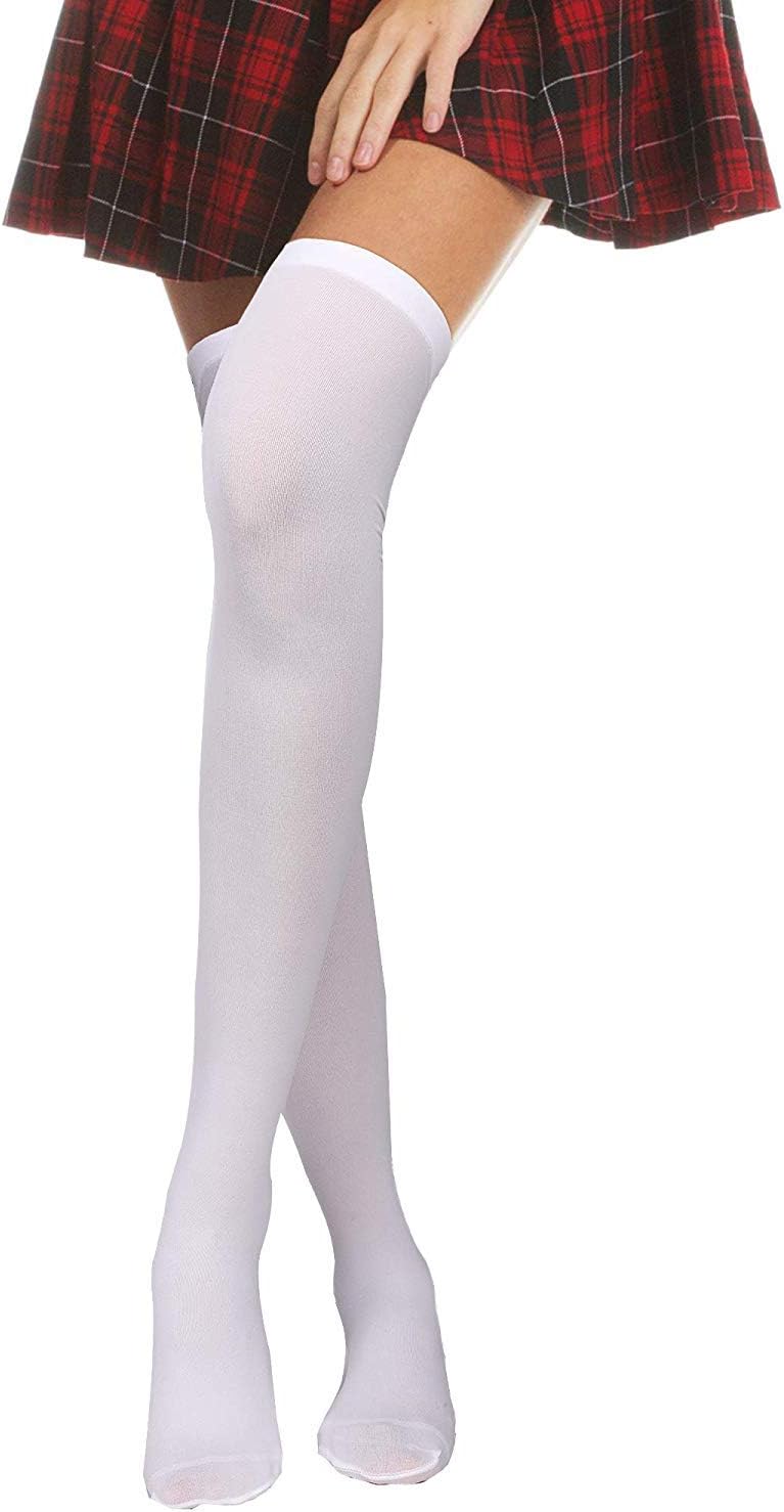 4 Pairs Women's Silk Thigh High Stockings Nylon Socks for Women Halloween Cosplay Costume Party Tights Accessory