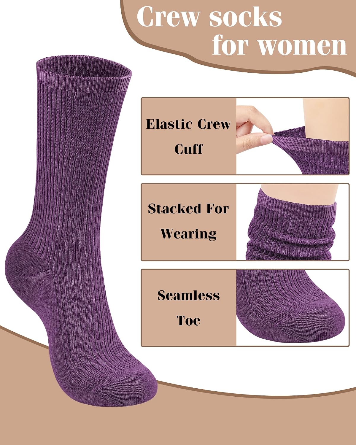 Cotton Mid-Calf Socks (6-Pair Pack) / Women's Long Boot Socks