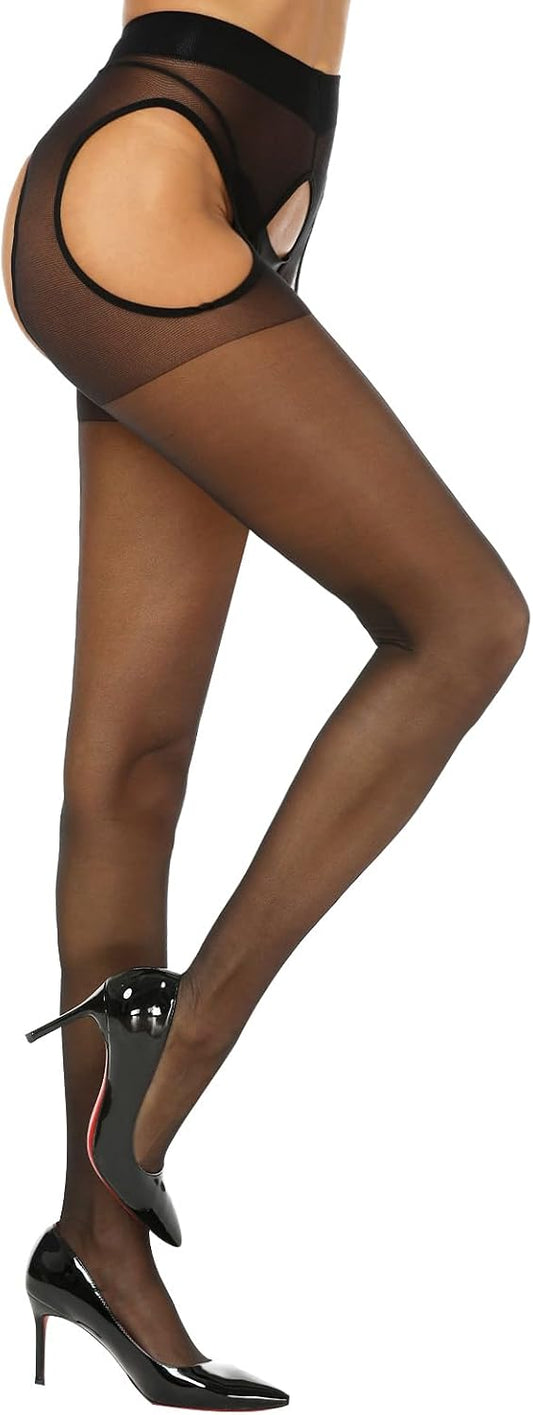 Women's Garter-Style Pantyhose: Sheer Stockings With Faux-Garter Design