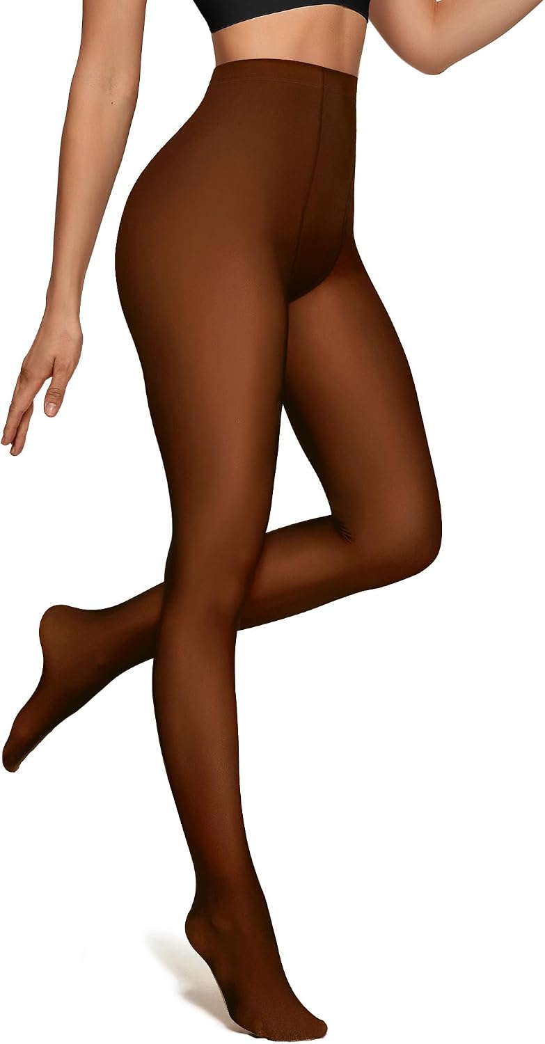 Women's High-Waisted Extra-Thick Thermal Tights (Sheer-Look)