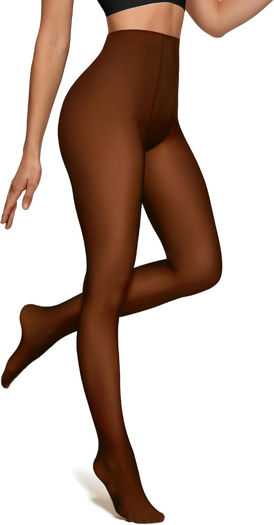 Women's High-Waisted Extra-Thick Thermal Tights (Sheer-Look)
