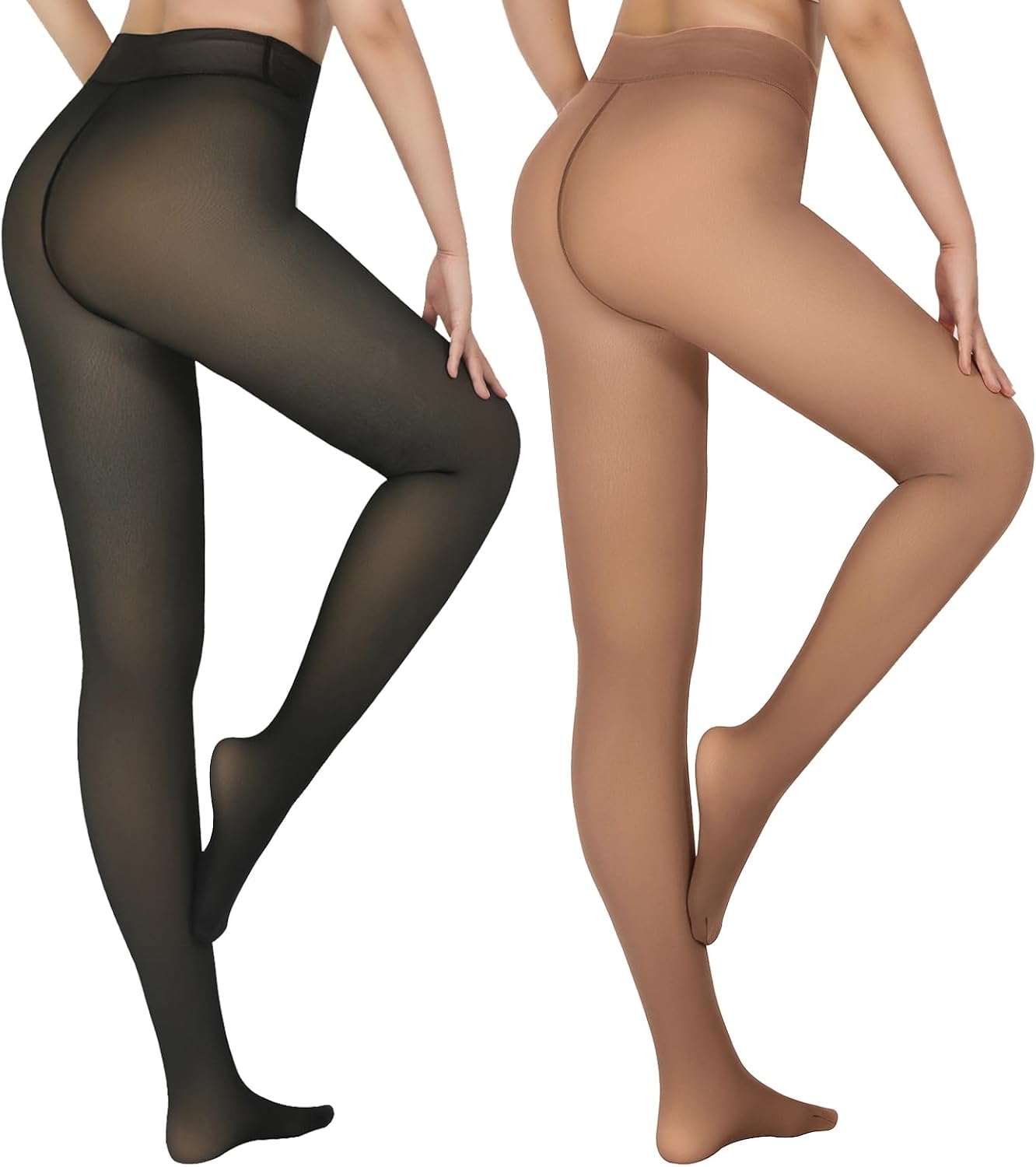 Women's High-Waisted Thermal Tights (Sheer-Look)