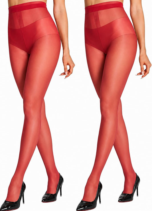 Women's Sheer Pantyhose (2-Pack): Ultra-Thin, Reinforced T-Band, Tummy-Control & Butt-Lifting