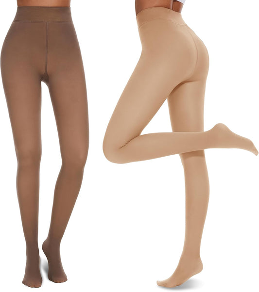 Women's Fleece-Lined Thermal Tights (Sheer-Look)