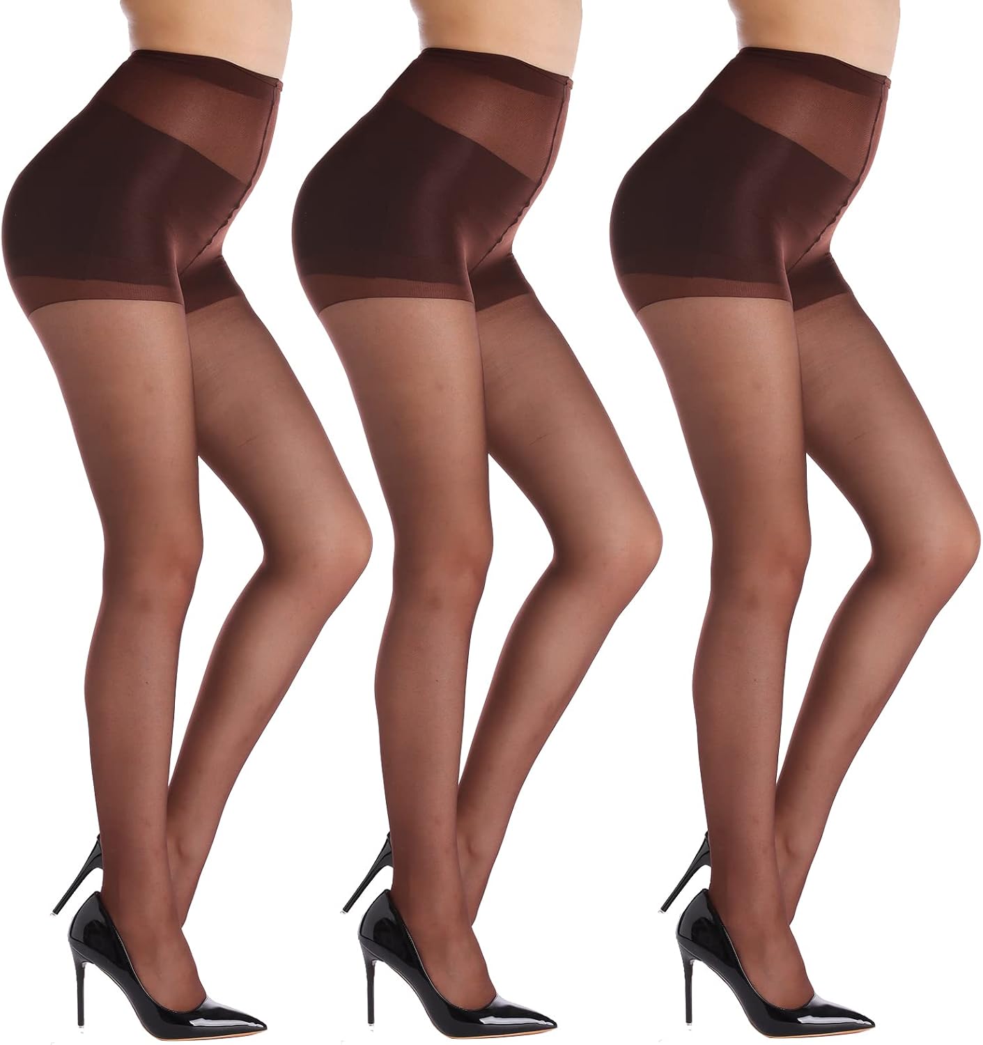 Women's 20d Sheer Tights (3-Pack) With Tummy Control And Butt-Lifting Features