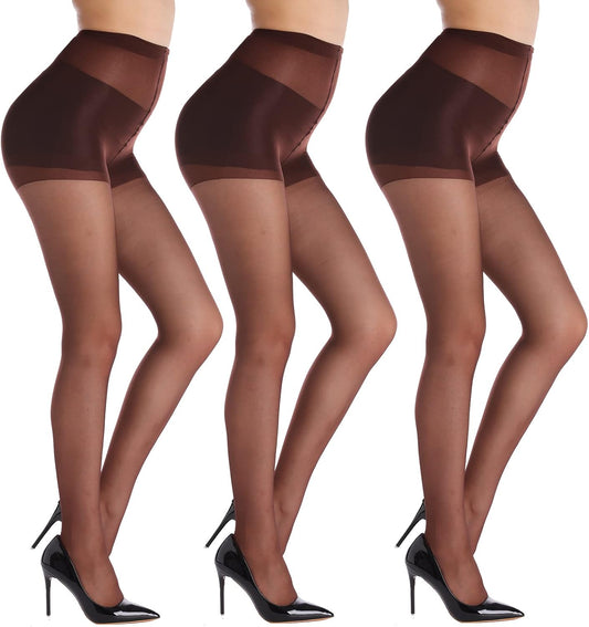 Women's 20d Sheer Tights (3-Pack) With Tummy Control And Butt-Lifting Features