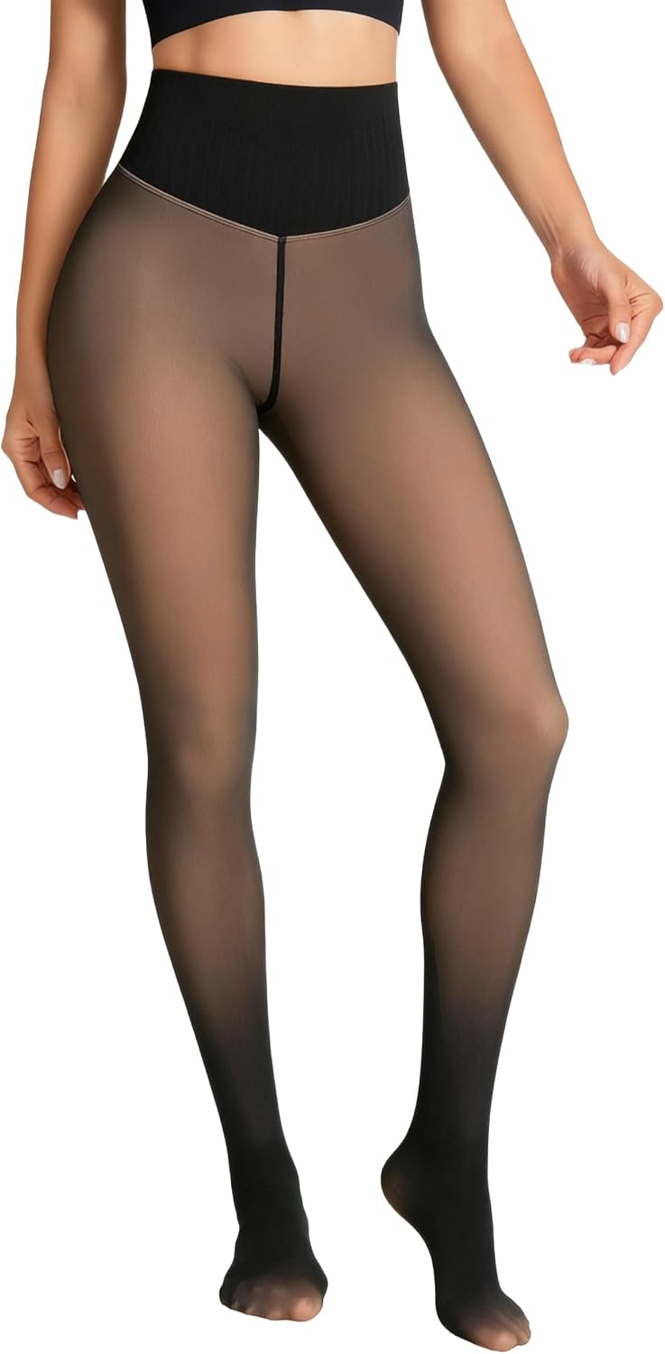 Women's Fleece-Lined Thermal Tights (Sheer-Look)