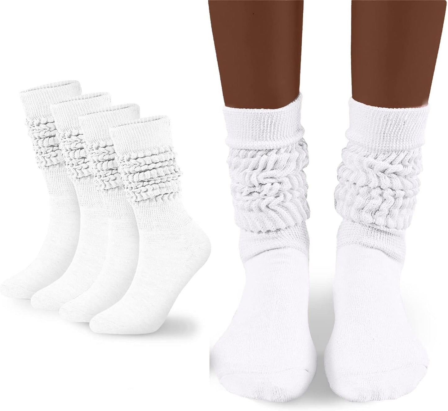 Women's Slouch Socks (White Long Over-the-Knee Boot Socks)