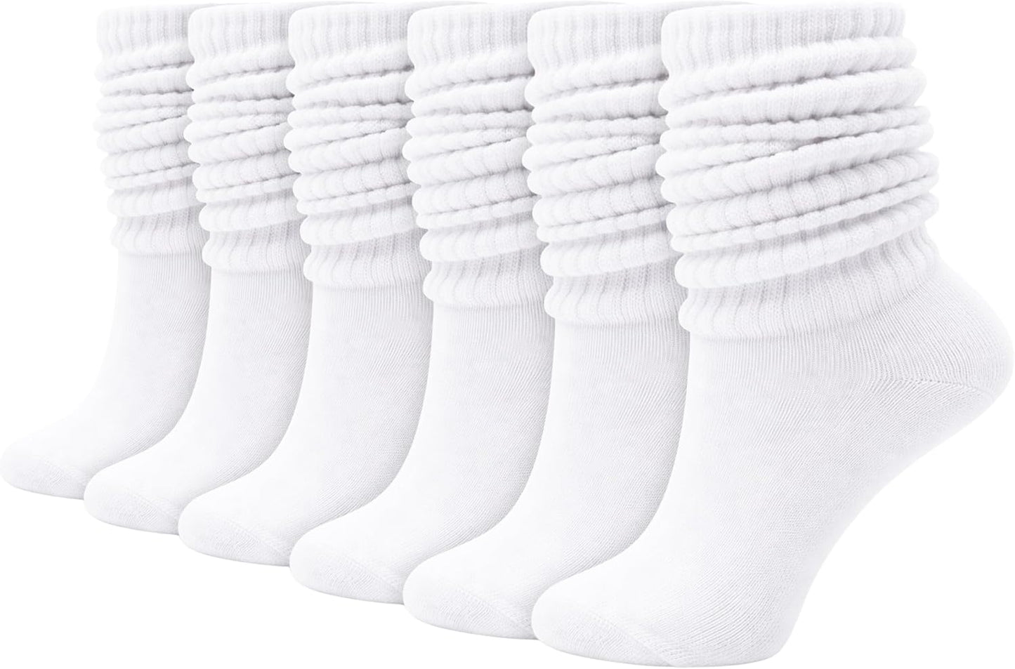Women's Boot Slouch Socks (6-Pair Pack, Vintage Thickened Knit Over-the-Knee Socks, Suitable for Casual Sports)