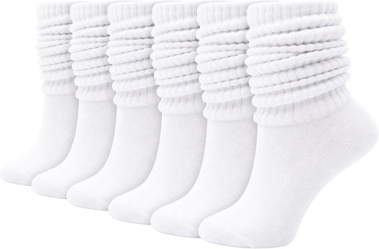 Women's Boot Slouch Socks (6-Pair Pack, Vintage Thickened Knit Over-the-Knee Socks, Suitable for Casual Sports)