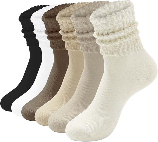Women's Loose-Fit Slouch Socks (White, Thickened Cushioning, Boot Socks)