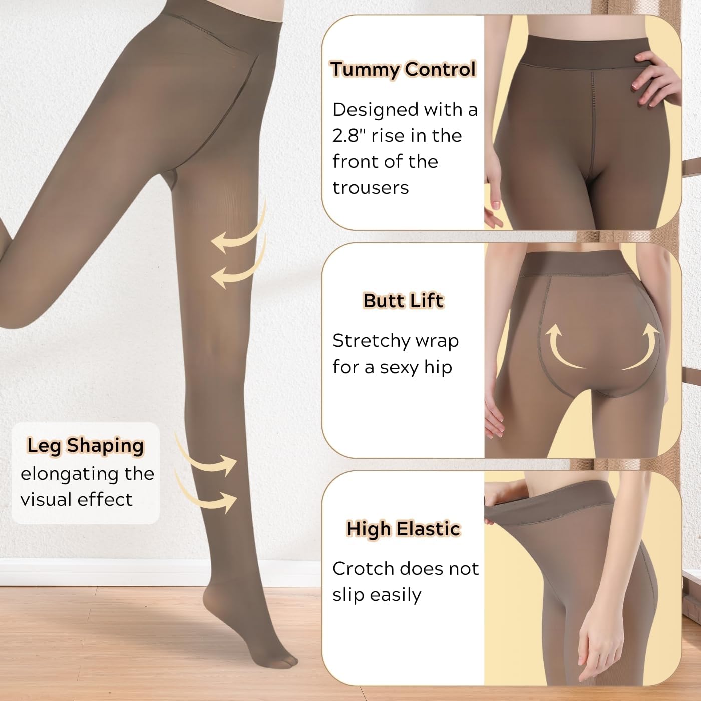 Women's High-Waisted Extra-Thick Thermal Tights (Tummy Control)