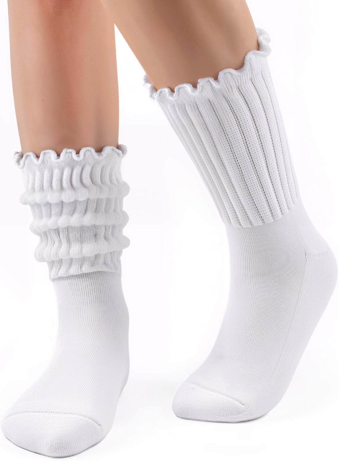 Women's Ruffled Socks, Cotton Ruched Boot Socks