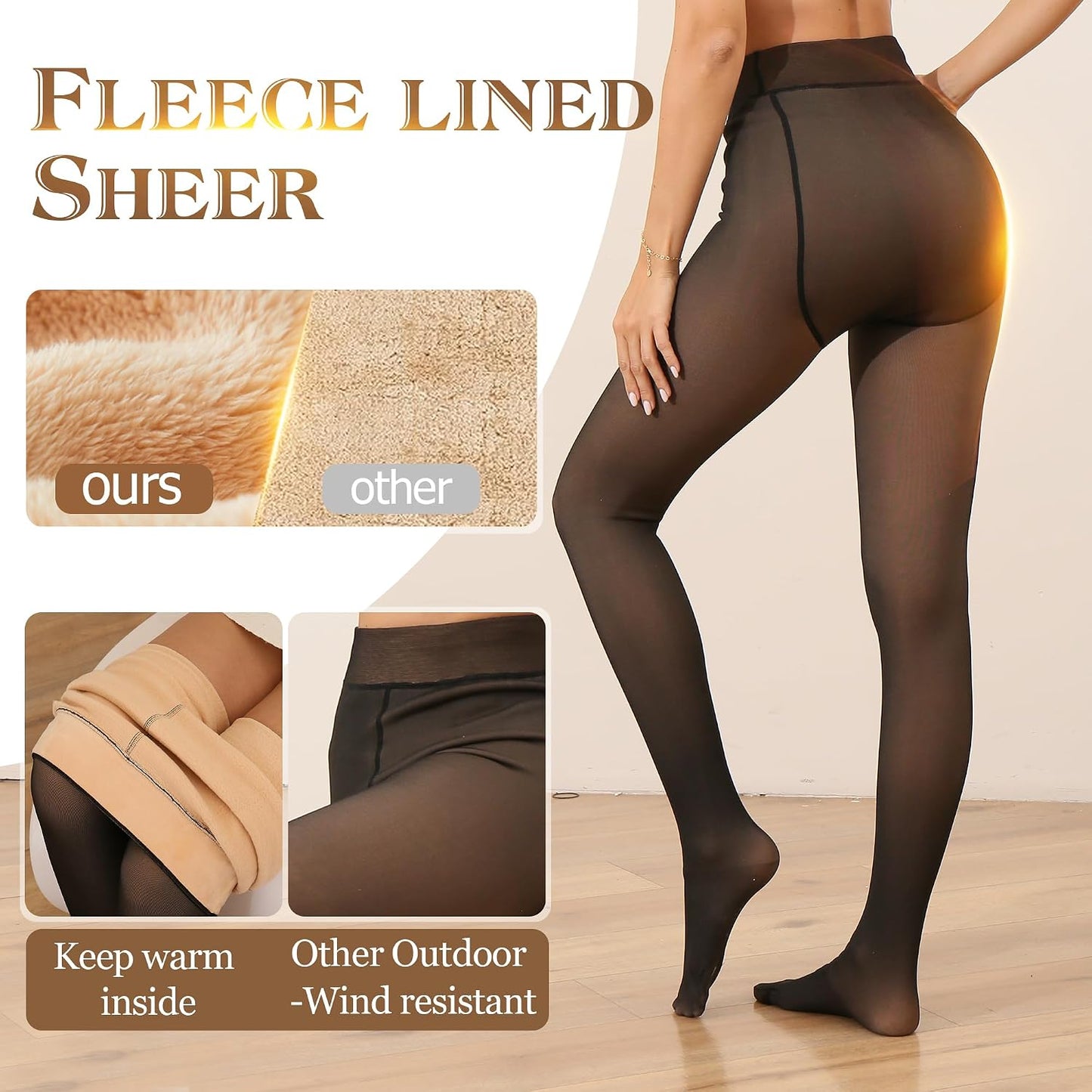 Women's High-Waisted Extra-Thick Fleece-Lined Thermal Tights
