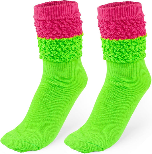 Neon Slouch Socks (Soft Extra-Long Slouch Socks/Leg Warmers, Suitable for Parties)