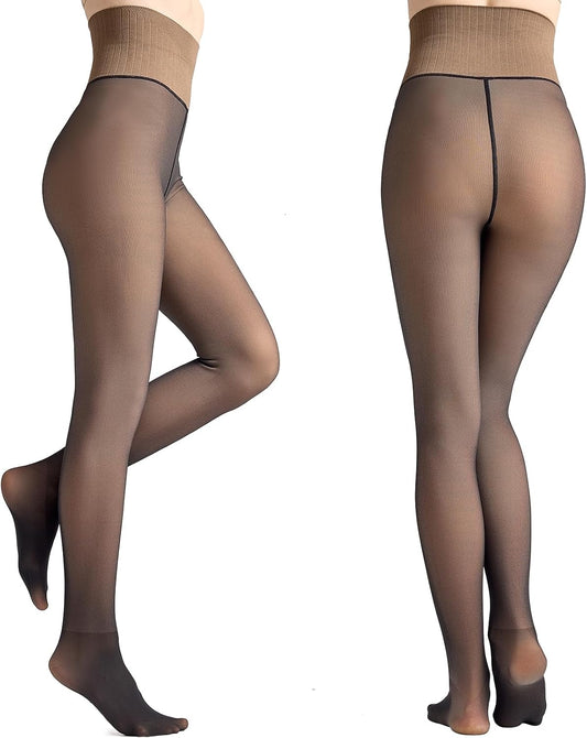 Women's High-Waisted Thermal Leggings (Sheer-Look)