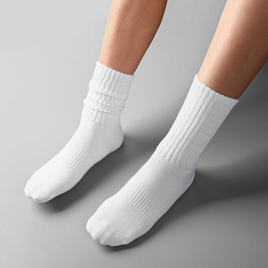 Women's Slouch Socks (Vintage Solid Color Mid-Calf Slouch Socks)
