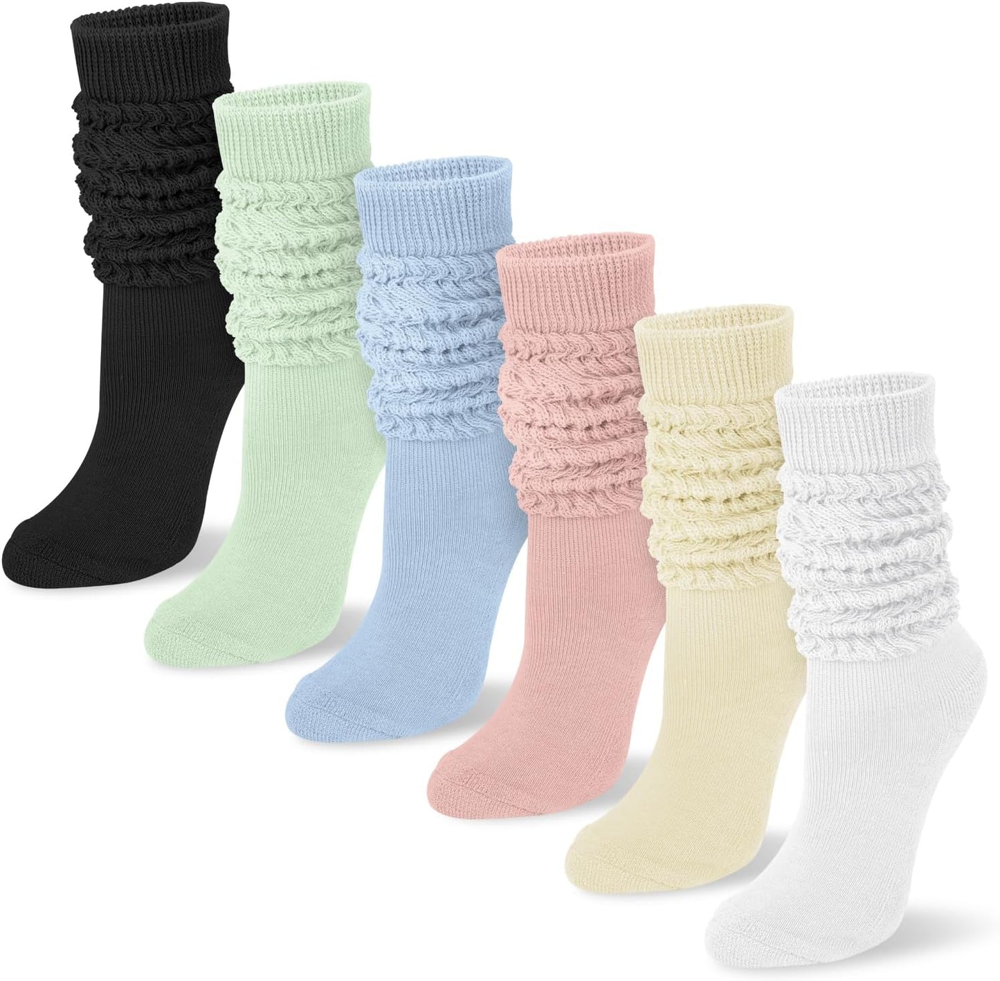 Women's Slouch Socks (6-Pair Pack, Long Over-the-Knee Boot Socks)