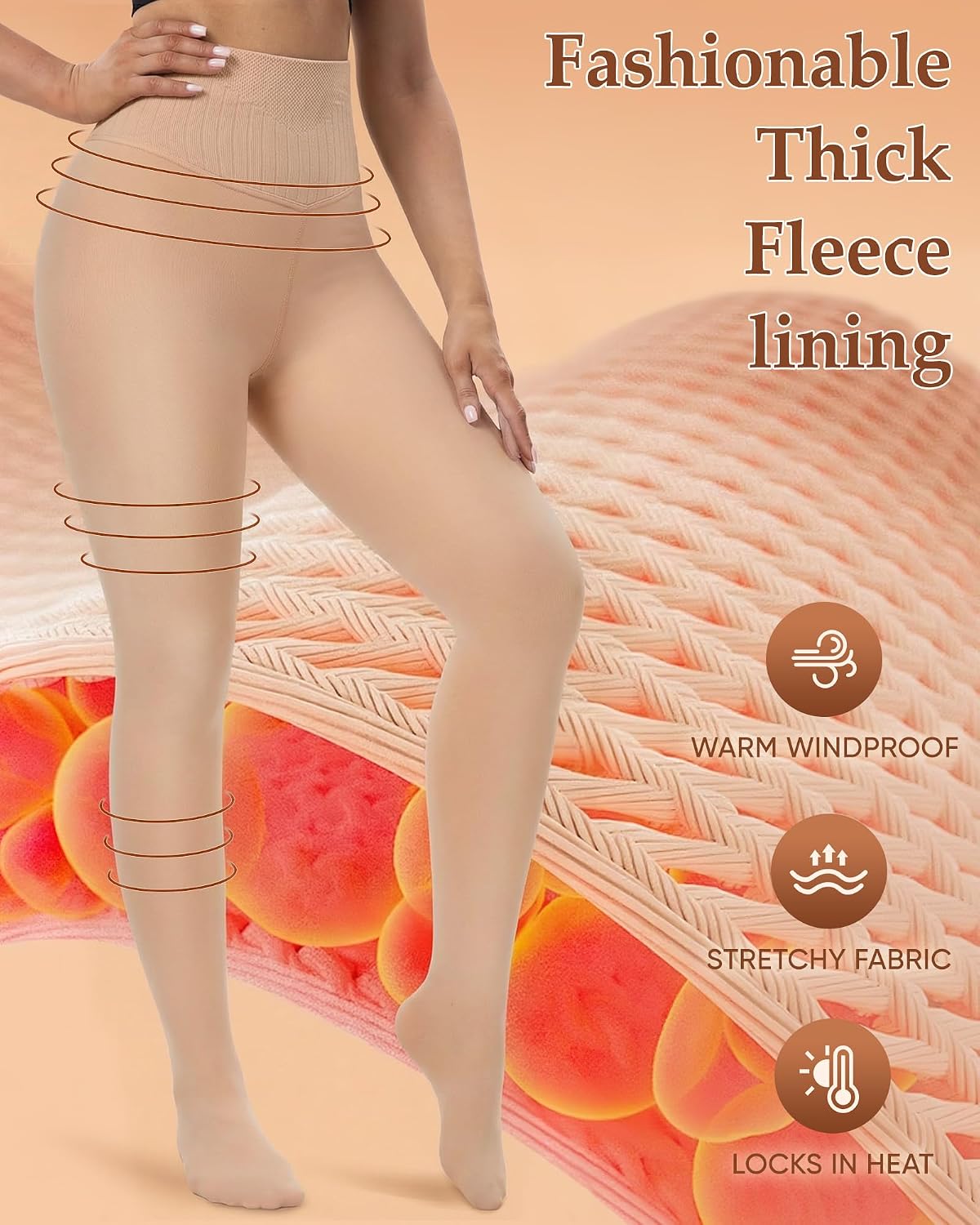 Women's Fleece-Lined Thermal Leggings (Sheer-Look)