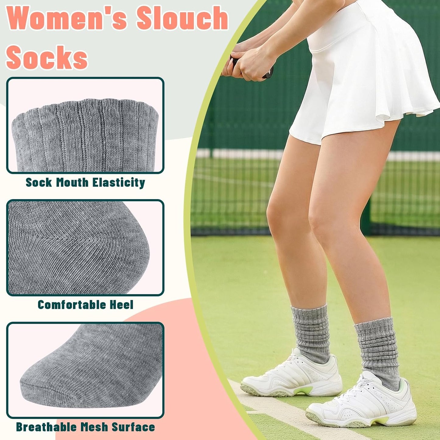 Women's Slouch Socks (5-Pair Pack, Vintage Style)