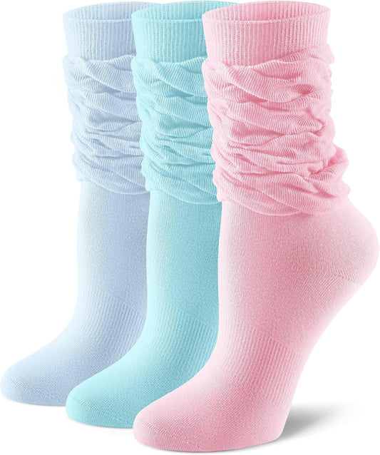 Women's Mid-Calf Slouch Socks (Vintage Loose Style, 3-Pair Pack)