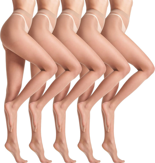 Women's 10d Ultra-Sheer Tights (5-Pack) With Tummy Control And Butt-Lifting Features