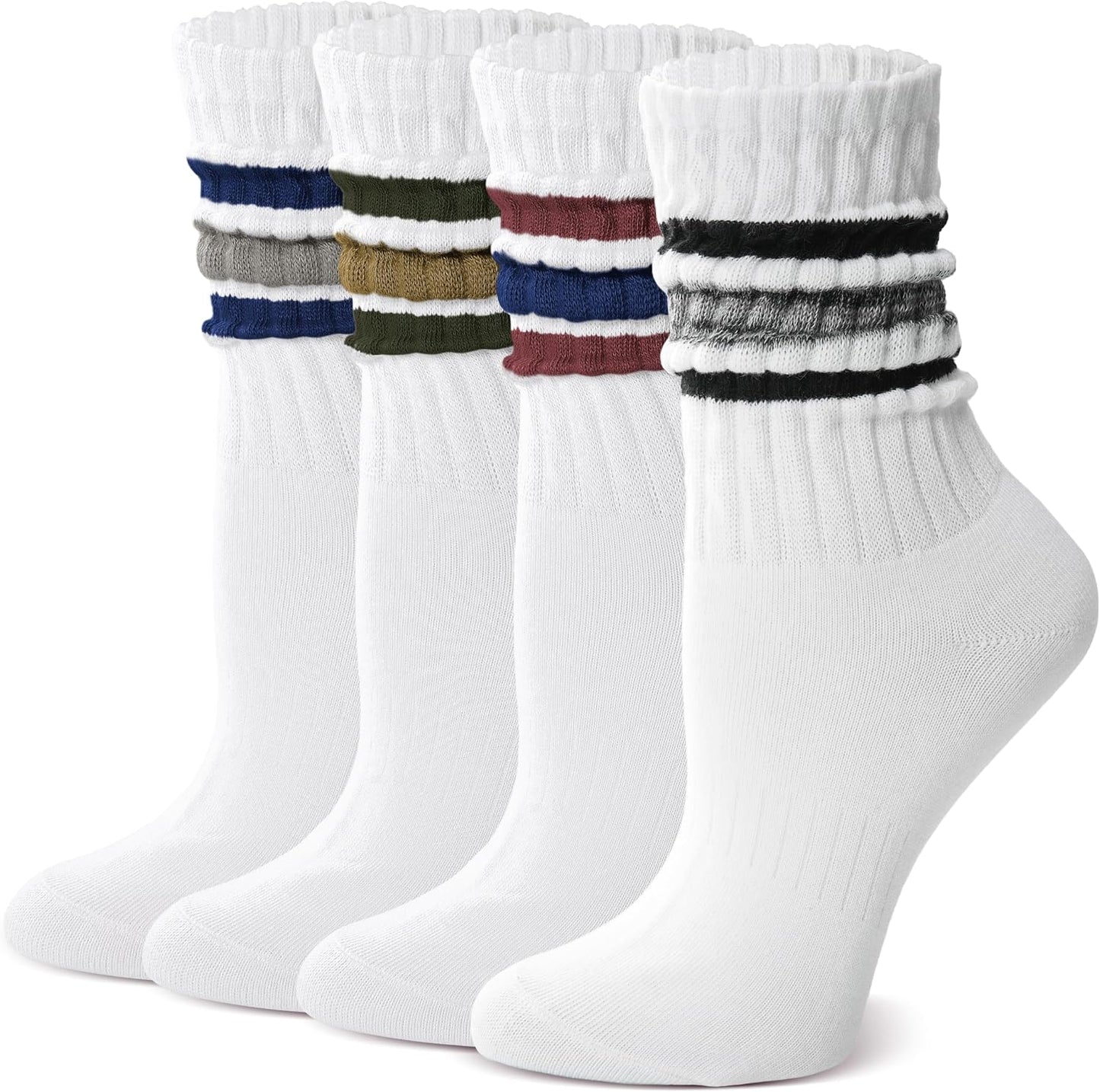 Cotton Slouch Socks, Unisex Lightweight Ruched Crew Socks