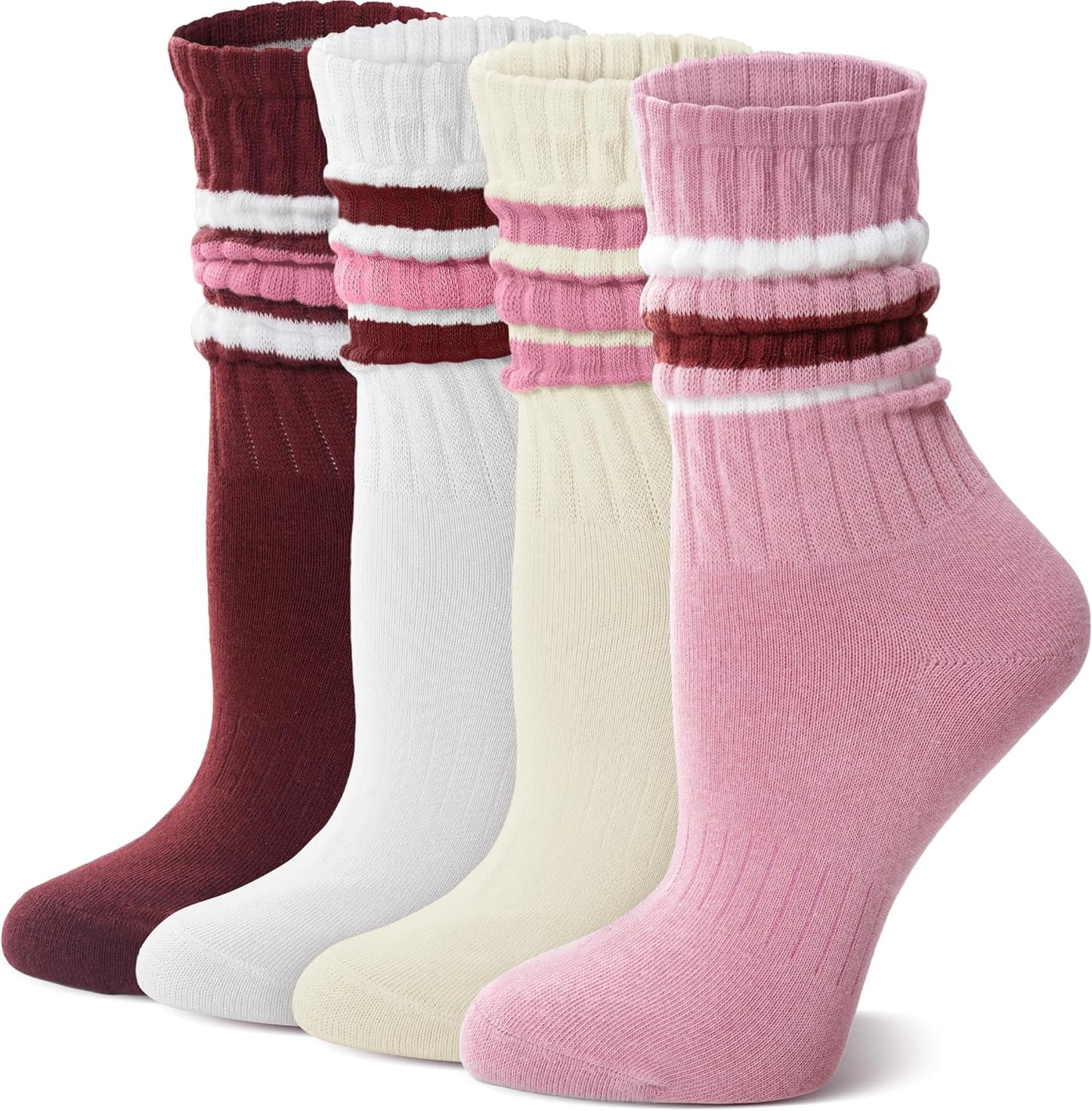 Cotton Slouch Socks, Unisex Lightweight Ruched Crew Socks