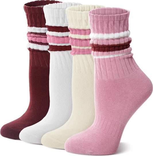 Cotton Slouch Socks, Unisex Lightweight Ruched Crew Socks