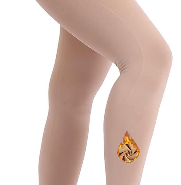 Women's High-Waisted Fleece-Lined Thermal Tights (Sheer-Look)