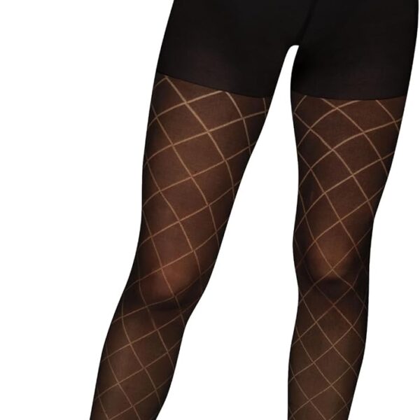 Women's Stylish Diamond-Outline Pattern Tights; Tummy Control, Butt-Lifting, And Sheer-Toe Design