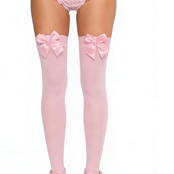Sexy Opaque Thigh-Highs/Long Stockings with Satin Bow Detail