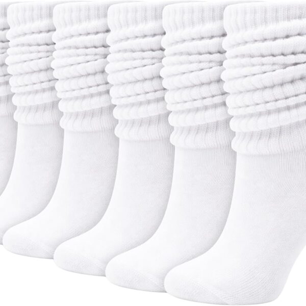 Women's Boot Slouch Socks (6-Pair Pack, Vintage Thickened Knit Over-the-Knee Socks, Suitable for Casual Sports)