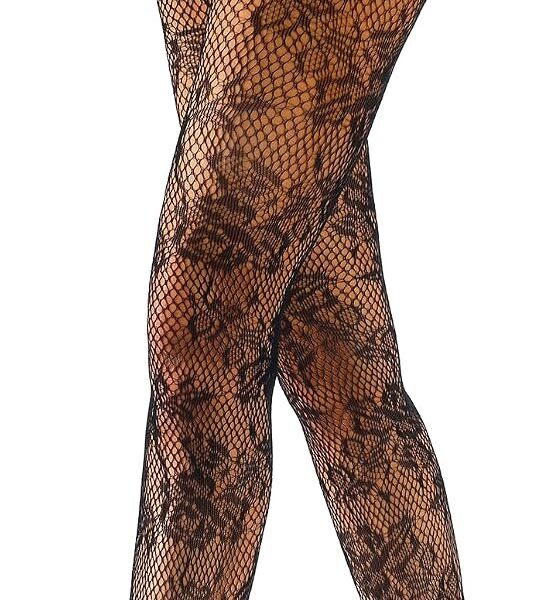 Floral Pattern Pantyhose / Rose-Pattern Sheer Stockings / Lace-Mesh Style Hosiery