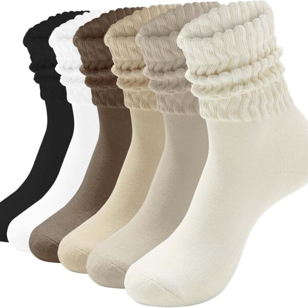 Women's Loose-Fit Slouch Socks (White, Thickened Cushioning, Boot Socks)