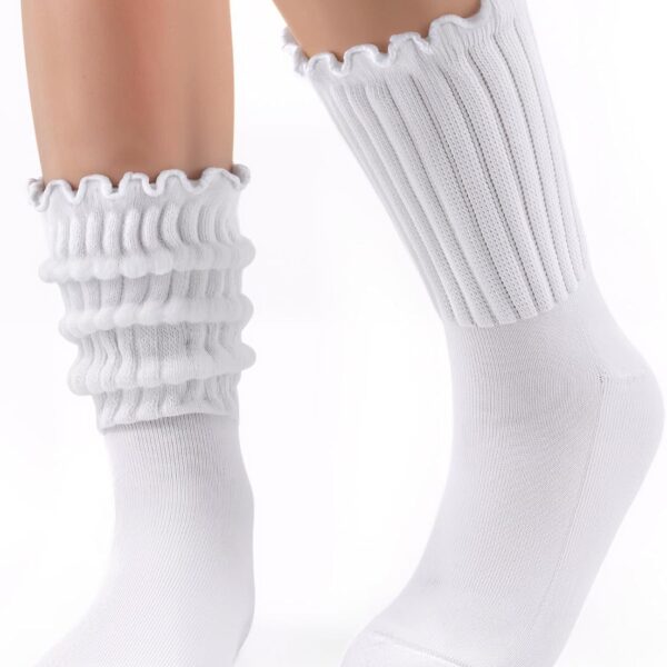 Women's Ruffled Socks, Cotton Ruched Boot Socks
