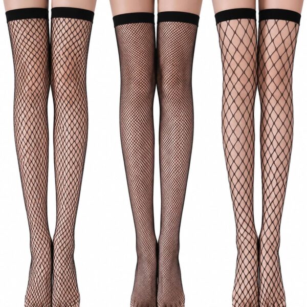 Women's Fishnet Thigh-Highs (3-Pack) – Slimming Black Style