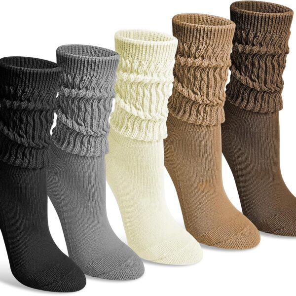 Women's Slouch Socks (5-Pair Pack, Long Loose-Fit Boot Socks)