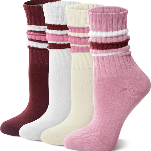 Cotton Slouch Socks, Unisex Lightweight Ruched Crew Socks