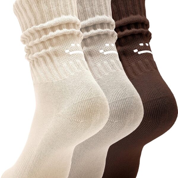 Women's Cute Ruched Slouch Socks (3-Pack), Vintage Chunky Ribbed Cotton Boot Socks / Athletic Socks